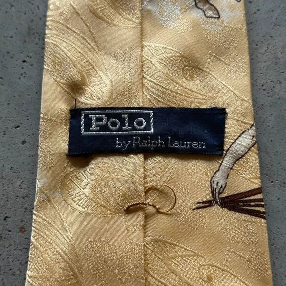 Vintage Polo Ralph Lauren Outdoors Sportsman Fishing Equestrian Silk Tie - Picture 3 of 6